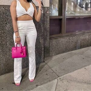 JLUXLABEL Ivory High-Waist Tailored Pants | Size M | Full Length